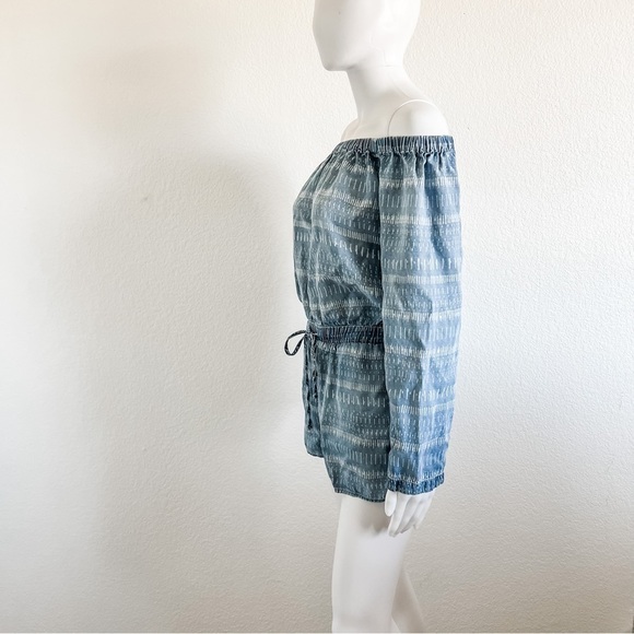 Cloth & Stone Long Sleeve Tencel Romper Off Shoulder Chambray Size XS - Picture 2 of 6